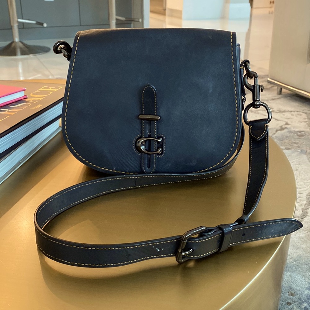 Coach Saddle Bag ( Black/Maroon)